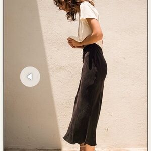 OZMA Grace Cupro Black Midi Slip Skirt